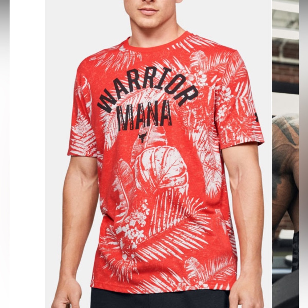 The Rock brand warrior mana Reddish Orange Graphic Crewneck T-Shirt